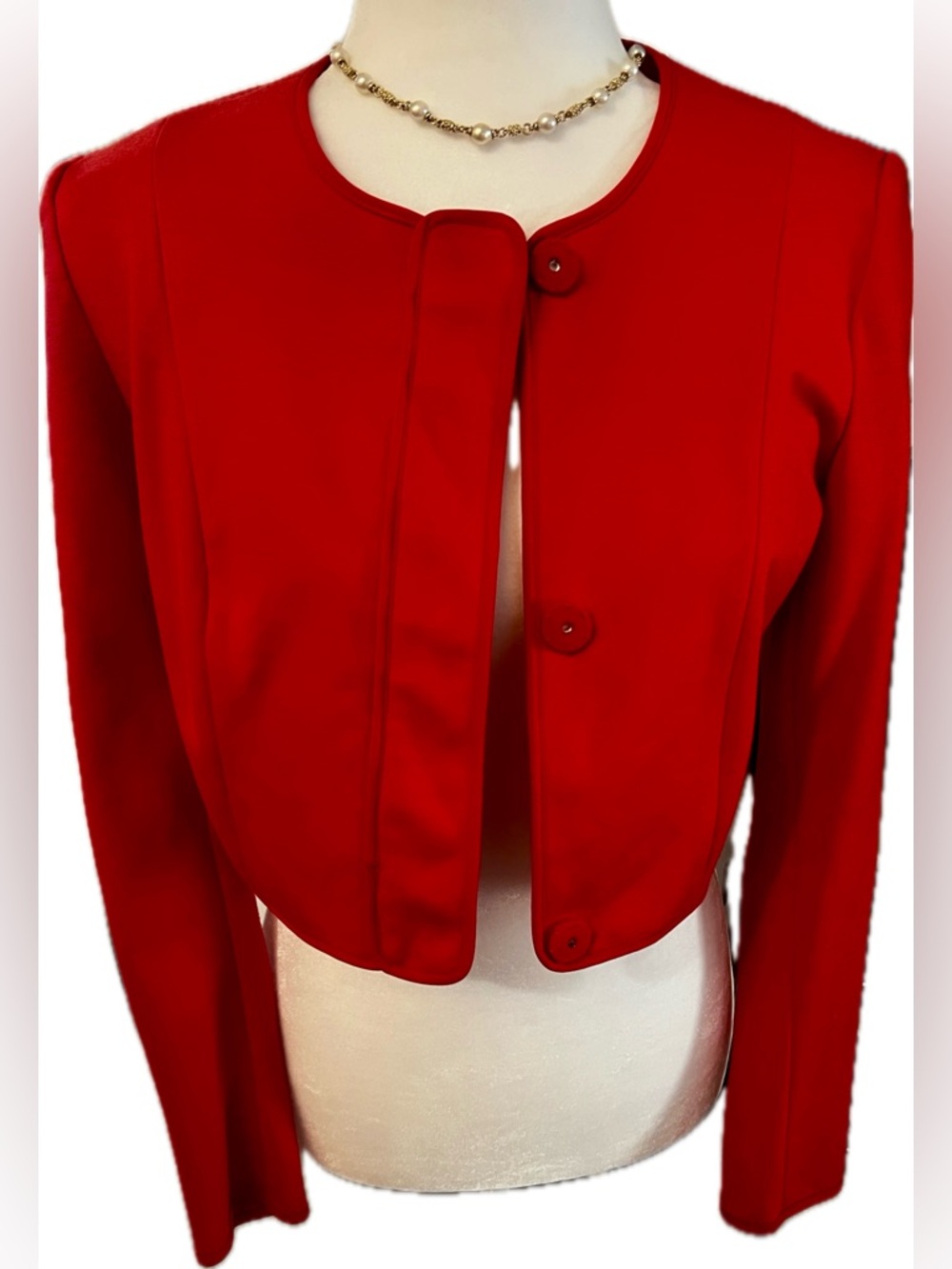 Narciso Rodriguez Red Cropped Jacket Structured Minimalist Size S